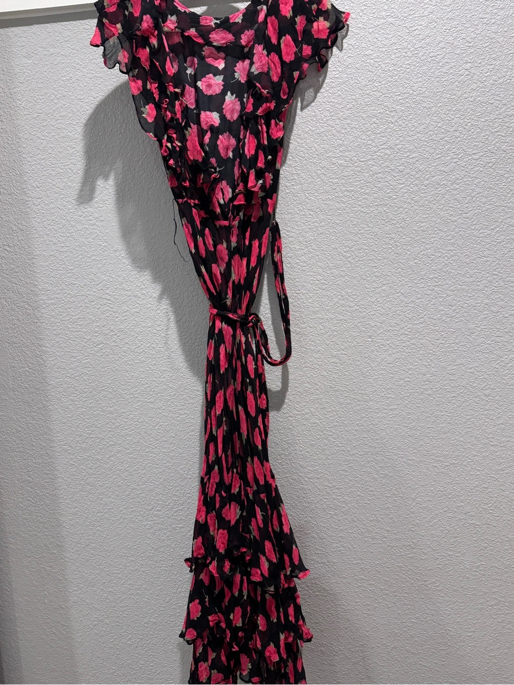 RIXO Black Maxi Dress with Pink Floral Print - Picture 3 of 5